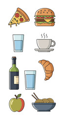 Delicious Food and Beverages A Colorful Illustration.