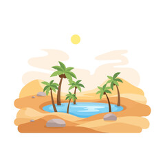 Desert Oasis with Palm Trees and Water 1.