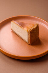 New York cheesecake, a slice of sweet pie, a classic cheesecake dessert. New York cheesecake
