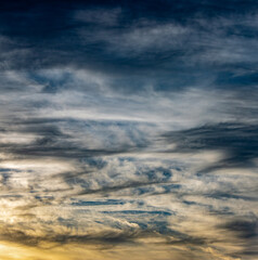 cloud textures in the sky at sunset