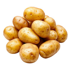 Pile of ripe potatoes isolated on transparent background.