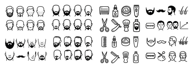 Men's beard styles and grooming tools
