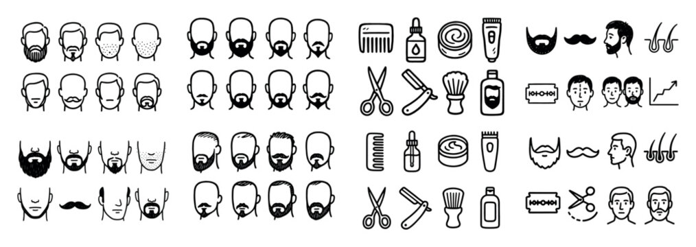 Men's beard styles and grooming tools