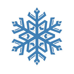 Large blue snowflake with intricate symmetrical design.