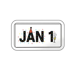 JAN 1 text plate styled for New Year celebrations.