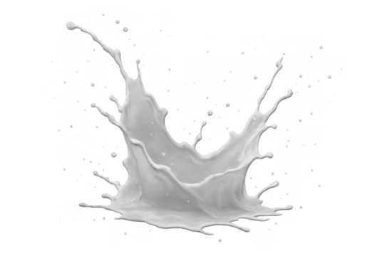 Milk splash forming an energetic crown of liquid, showing fresh, natural and healthy dairy product motion, on a transparent background