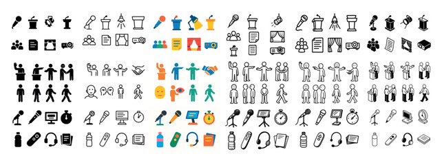 Diverse icon set for team collaboration