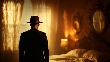 Pensive african male in suit and hat in dimly lit room