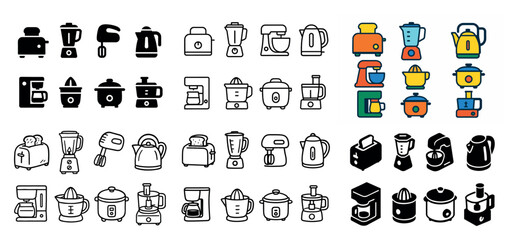 Kitchen appliance icons collection