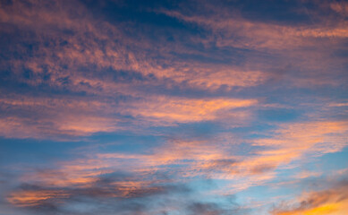 sunset clouds in a blue sky