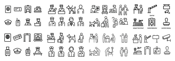 Airport security icon set collection