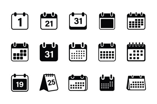 Minimal calendar icon set for scheduling and planner apps
