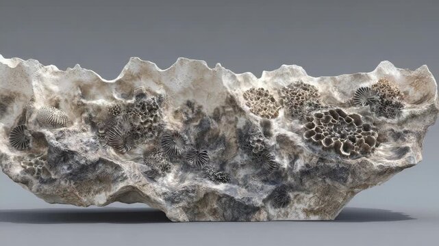 Detailed fossilized coral reef with intricate textures and patterns