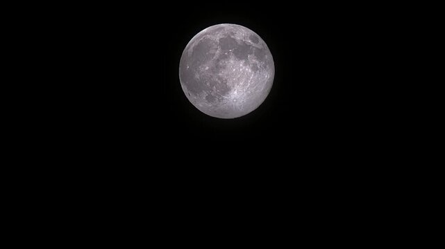 Clear timelapse up close of full moon moving across the sky