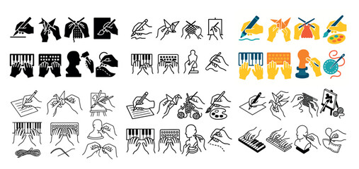 Various artistic hand activities illustrated