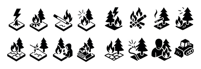 Obraz premium Forest Fire Causes Grid