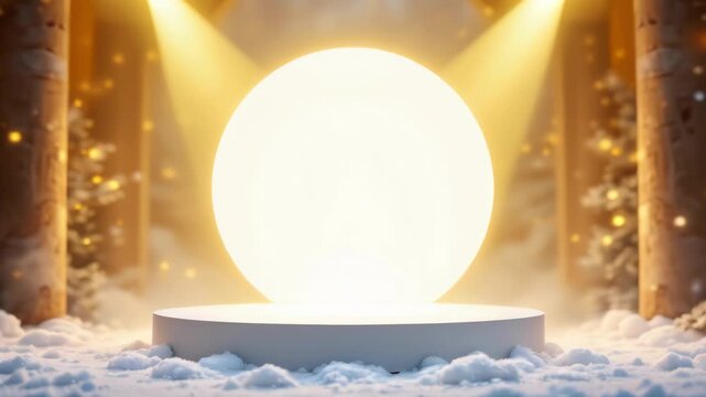 A golden podium, a winter fairytale with soft lighting and decor that imitates snow