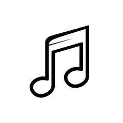 Music note icon musical symbol melody sound audio song black and white vector illustration design art