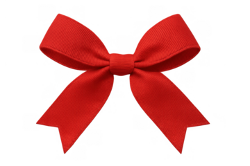 Red bow symbolizing celebration, holidays, sales, and special events, creating a festive decorative element on transparent background