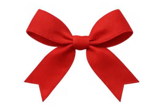 Red bow symbolizing celebration, holidays, sales, and special events, creating a festive decorative element on transparent background