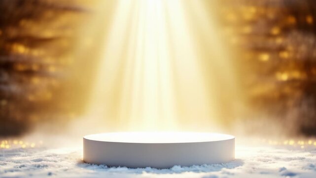 A golden podium, a winter fairytale with soft lighting and decor that imitates snow