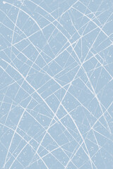 A close‑up abstract view of a textured ice rink surface featuring scratches and markings, ideal for winter sports backgrounds