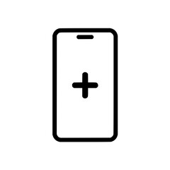 Obraz premium Smartphone mobile phone plus sign add icon vector illustration cellphone device communication technology 100