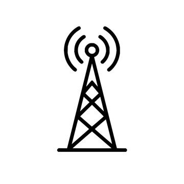 Communication antenna tower signal broadcast wireless transmission network technology vector icon design