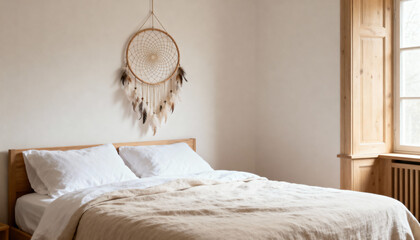Minimalist Bedroom Dreamcatcher Decor create with ai