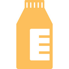 Amber Colored Bottle With White Label Outline and White Cap Outline With Vertical Lines Isolated On Transparent Background