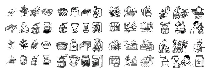 Fototapeta premium Coffee production process illustrated