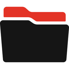 Abstract Vector Icon Graphic Of A Red And Black Folder Document Organizer With A Transparent Background And Clean Design