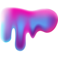Abstract Vibrant Gradient Blob With Pink Blue and Cyan Hues Dripping and Flowing On A Transparent Background