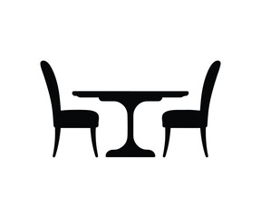 Vector dining table and chairs silhouette icon