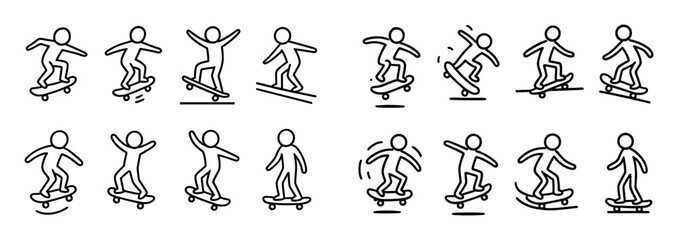 Skateboard Doodle Icons