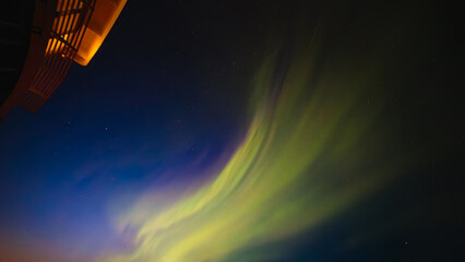 Display of the Aurora Borealis, Northern Lights, off the North East Coast of Iceland, sailing into the Arctic Circle. 