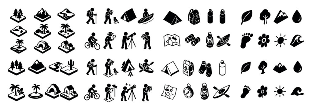 Outdoor adventure icons collection