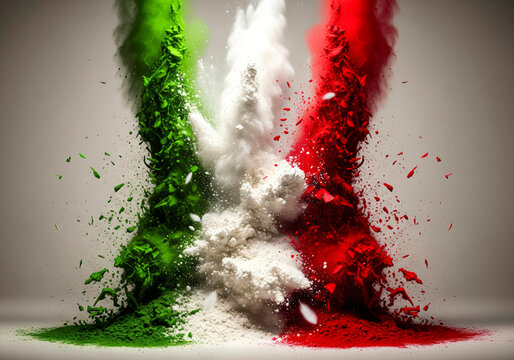 Italian Flag Vertical Powder Explosion - Powered by Adobe