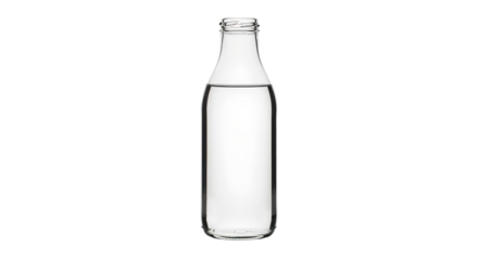 Clear Glass Bottle, Filled with Transparent Liquid, PNG isolated on transparent background image