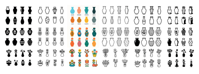 Diverse vase designs and patterns