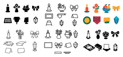 Colorful and monochrome icons collection