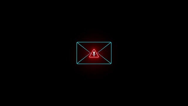 SMS spam, fake text message phishing from scammer concept. System hacked red warning alert, email hack, scam malware spreading virus on message alert virtual . Motion graphics of scam concept.