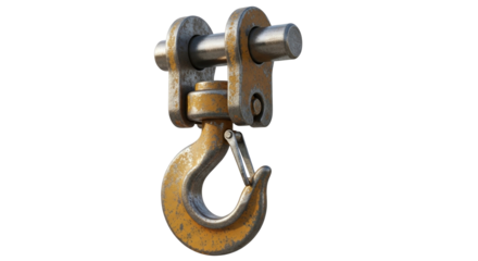 Old Rusty Industrial Crane Hook with Safety Latch