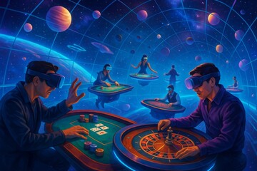 Virtual Reality Casino: Futuristic gambling in a cosmic, immersive environment