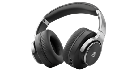 Sleek Black Over-Ear Headphones Isolated on Transparent Background