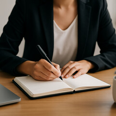business woman writing