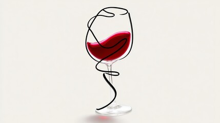 Wine glass with a red line drawn around it
