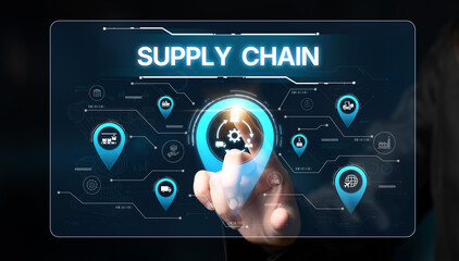 Supply chain processes with data-driven logistics, transportation, and distribution. enhances operations. Supply chain improves efficiency. Supply chain integrates logistics and delivery. Spline