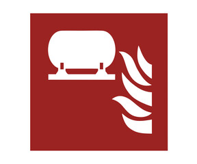 ISO 7010 F012 Fixed fire extinguishing installation sign illustration on transparent background. 
