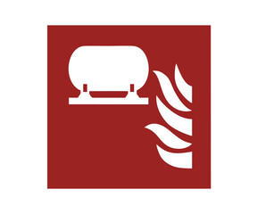 ISO 7010 F012 Fixed fire extinguishing installation sign. Fire fighting equipment signal pictogram vector design and illustration.


